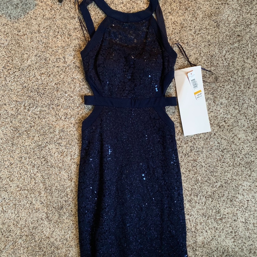 Carson's Homecoming Navy side cut out dress size 3/4
